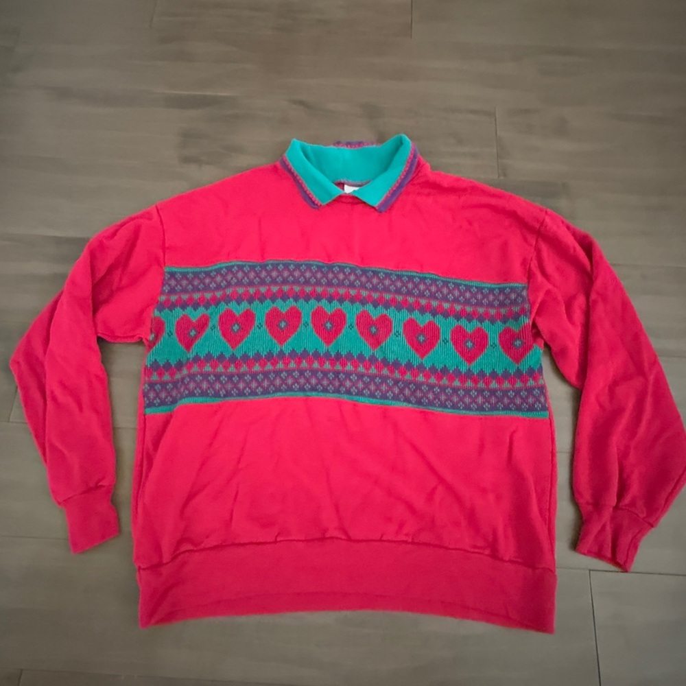 Nucleus vintage ladies hearts sweatshirt sweater large 80s childhood cute